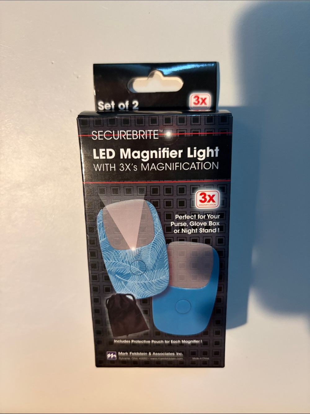 Blue LED Magnifier Light with 3X Magnification (Set of 2)